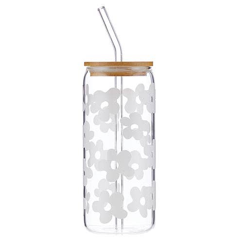 Glass Cold Brew Tumbler - White Floral