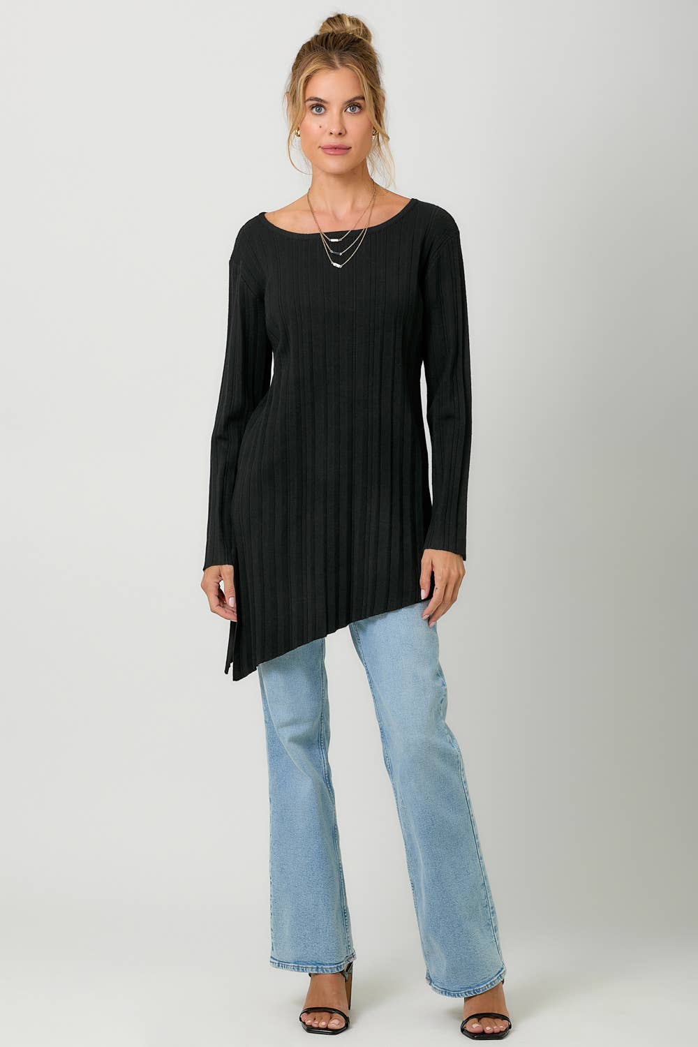 60757 Pleated Diagonal Cut Sweater