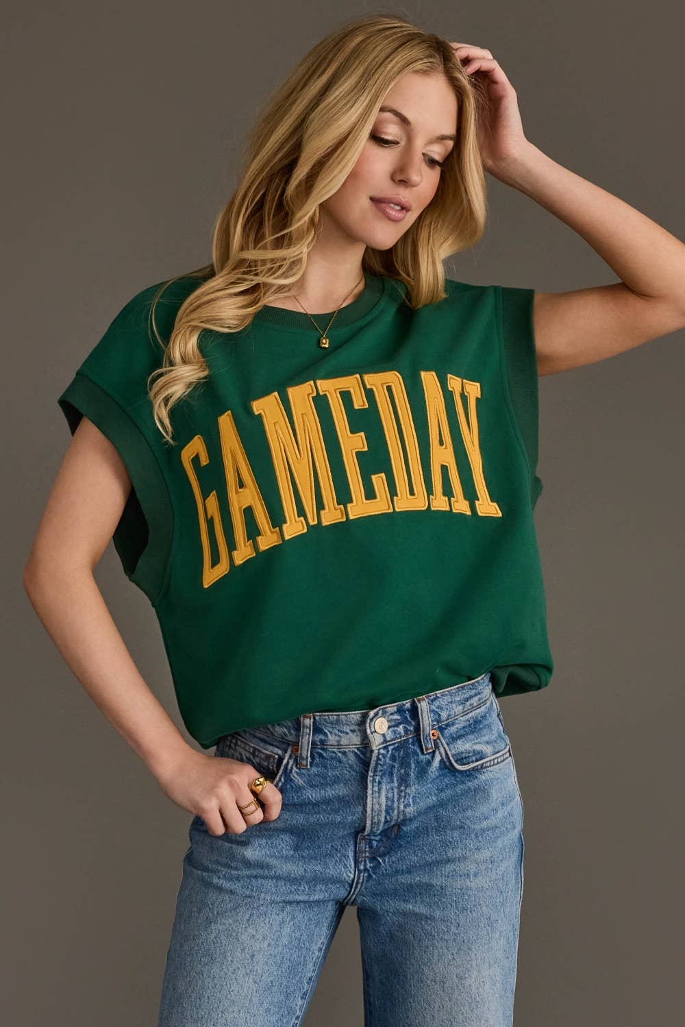 Green & Gold Game Day Short Sleeve Sweatshirt