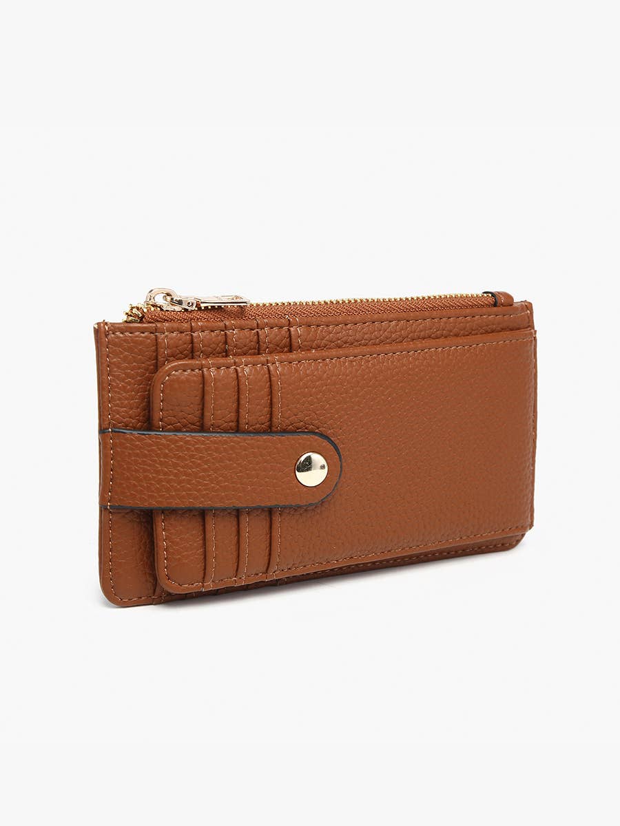 Mae Multi-Card Vegan Leather Strap Snap Closure  Flat Wallet