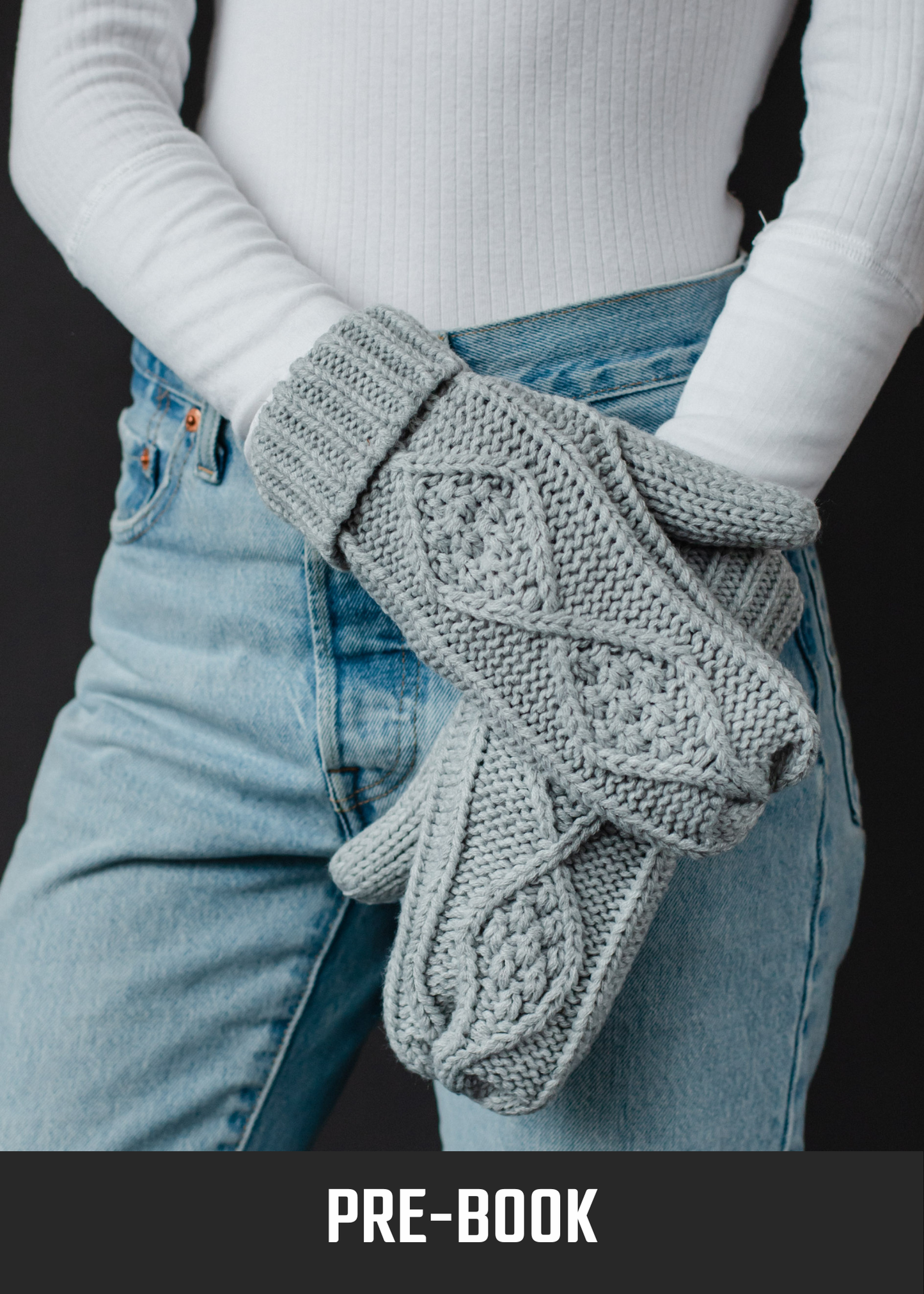 Light Gray Cable Knit Mittens