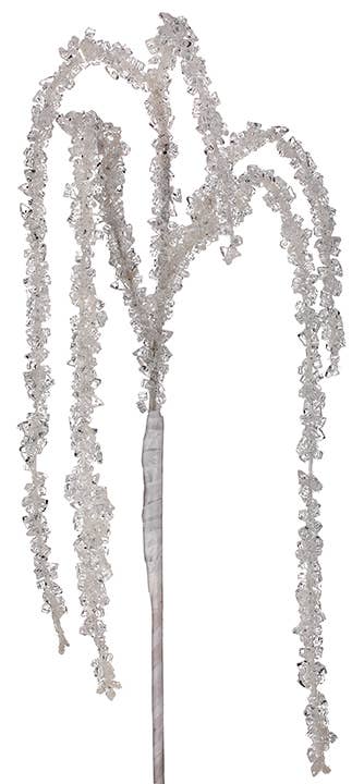 White 'Rock Candy' Iced Hanging Branch - 36"