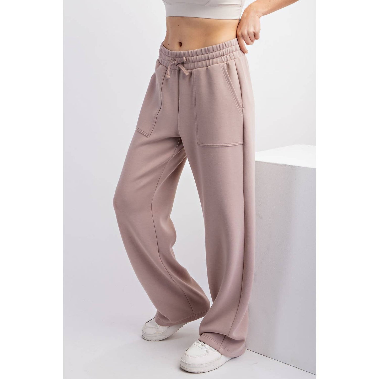 MODAL POLY SPAN STRAIGHT LOUNGE PANTS WITH POCKETS