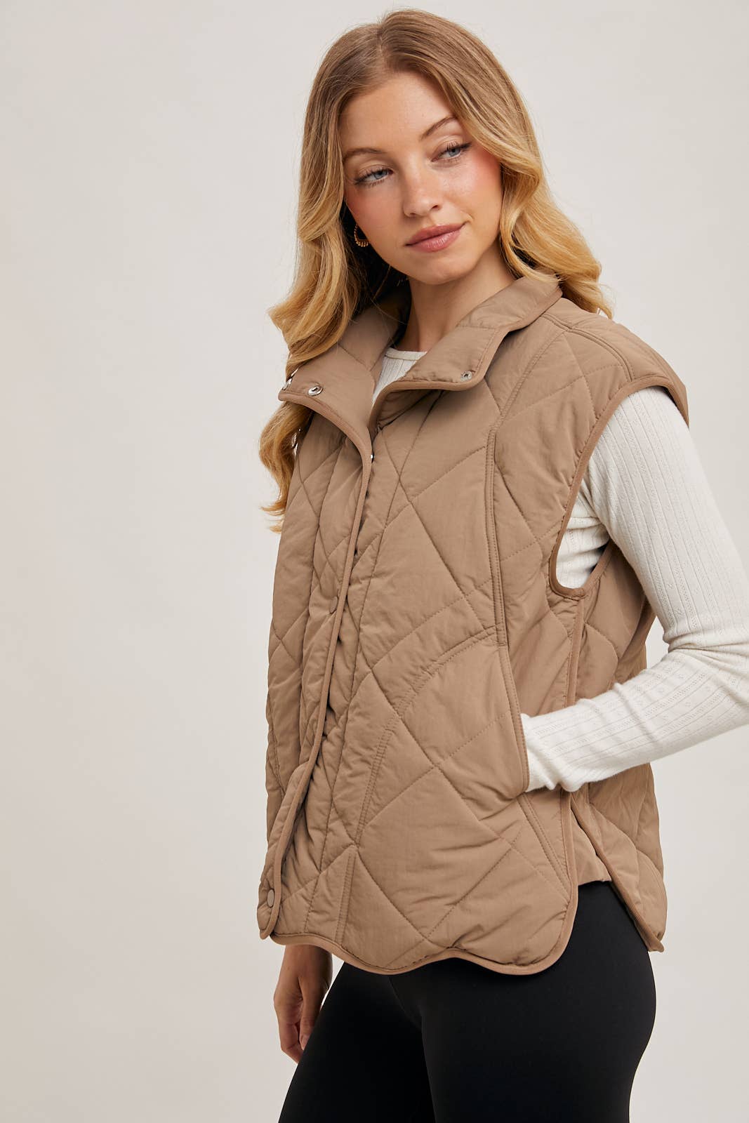 Button Down Quilted Puffer Vest with Pockets