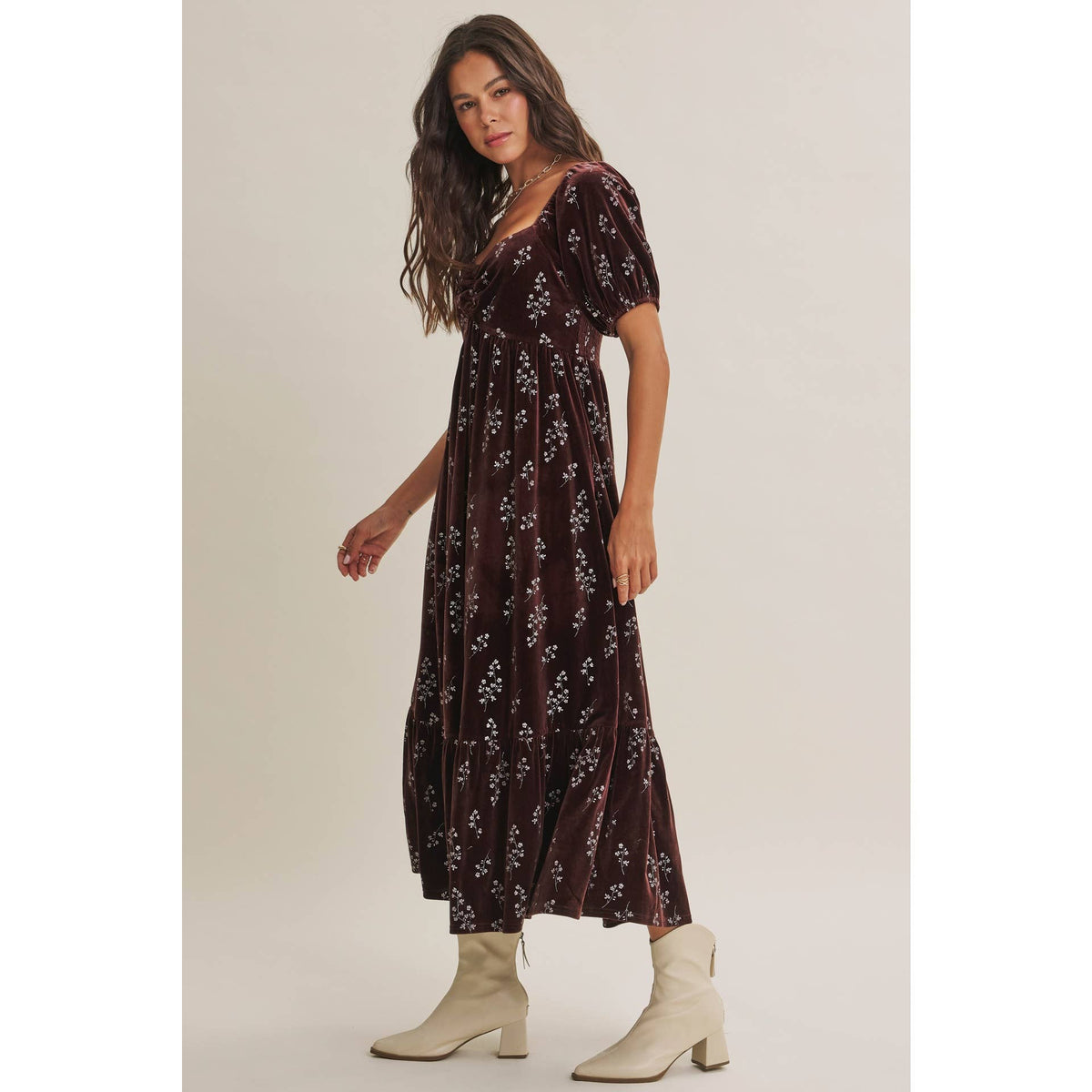 VELVET MIDI DRESS