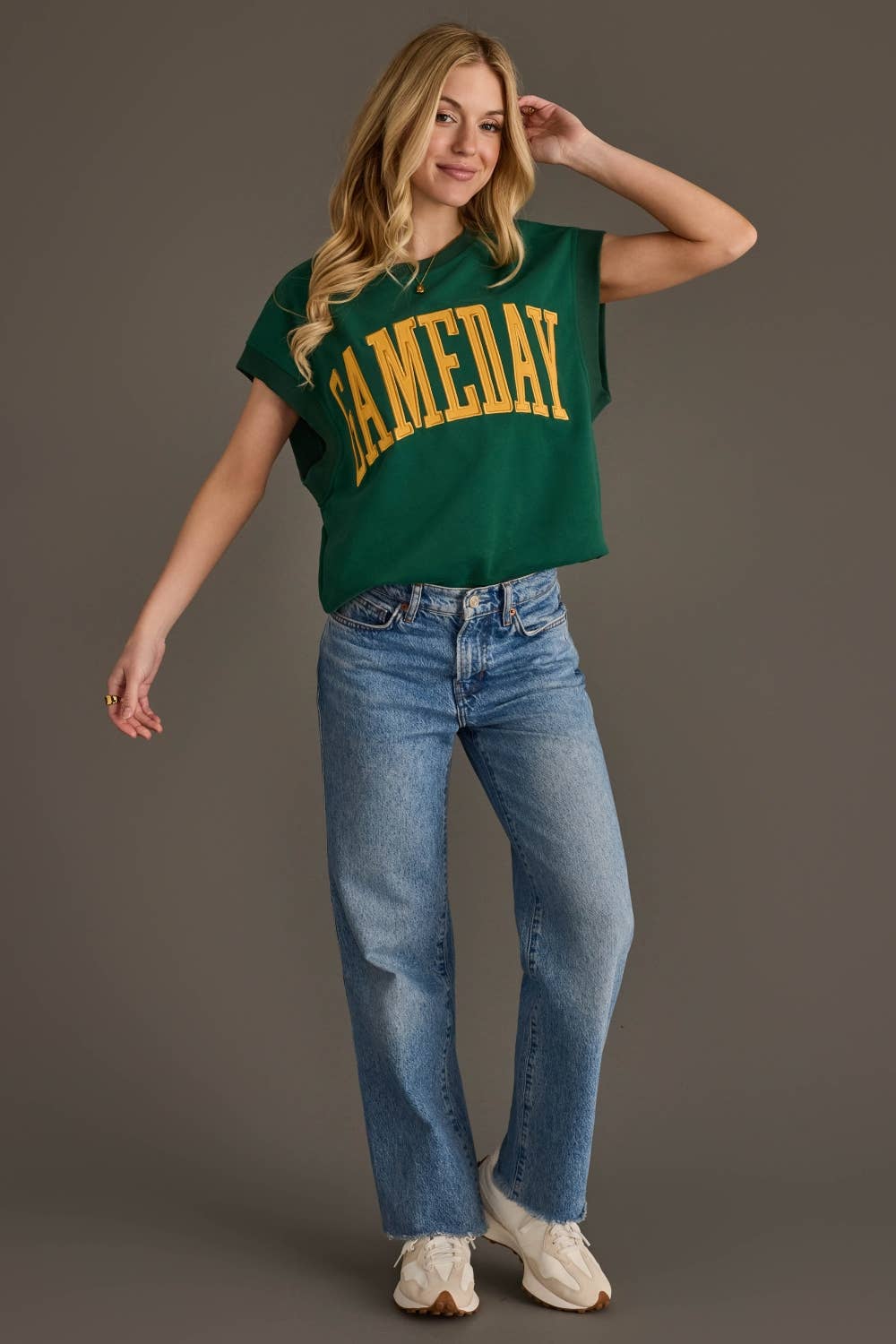 Green & Gold Game Day Short Sleeve Sweatshirt
