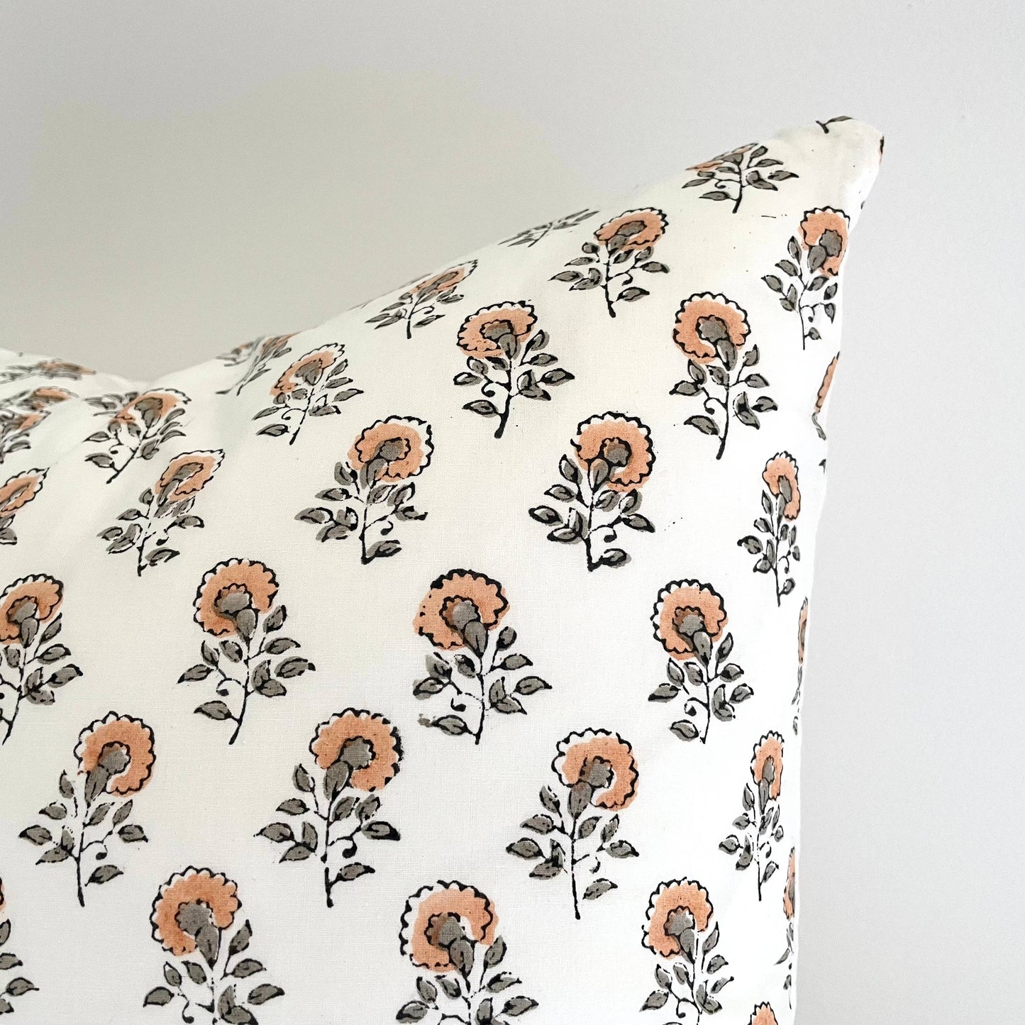 18x18 cotton peach vintage floral buds square pillow cover