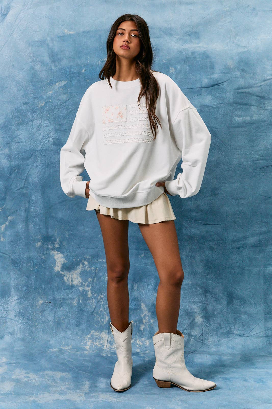 Ditsy Floral Flag Crewneck Sweatshirt