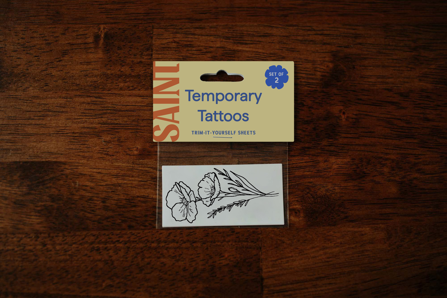 Golden Poppy Temporary Tattoos