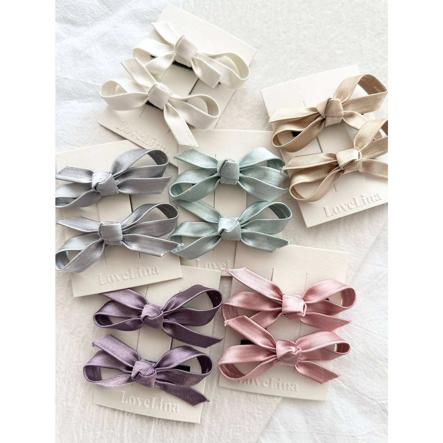 2PC Ribbon Hair Clips Set - DOSA Assorted