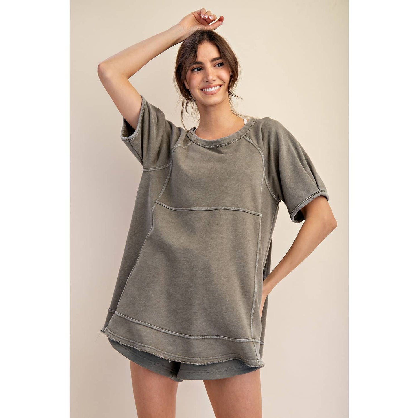 Mineral Washed Oversized Short Sleeve Tunic