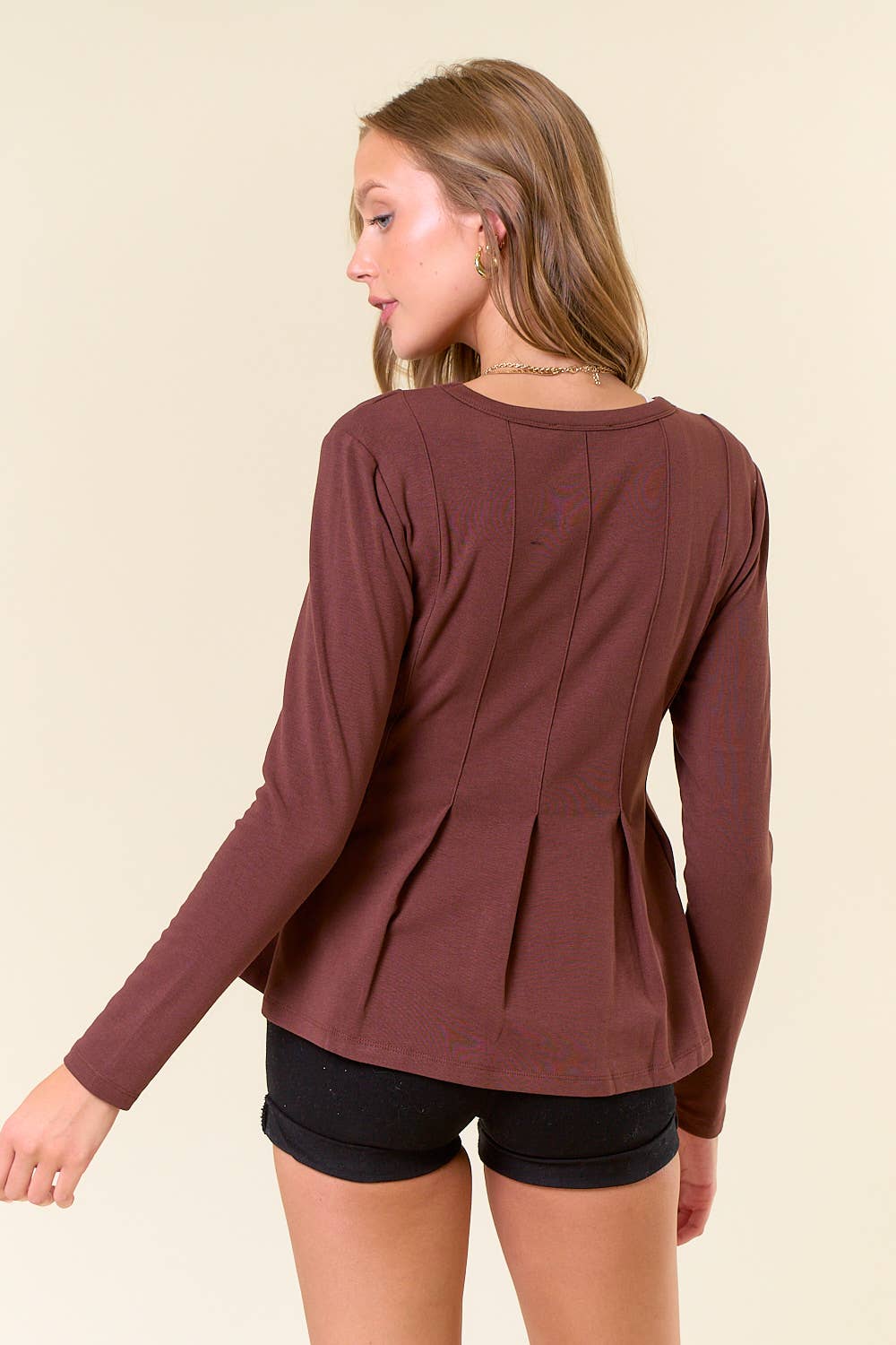 Pintuck Peplum Top