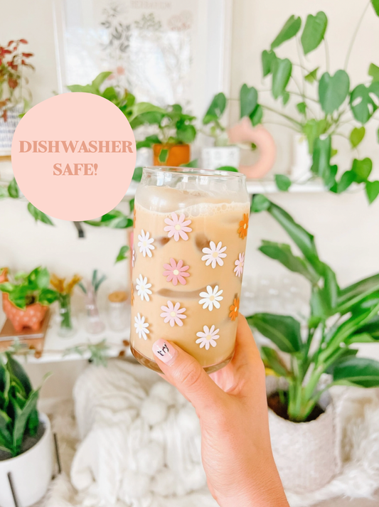 16oz Retro Daisy Glass