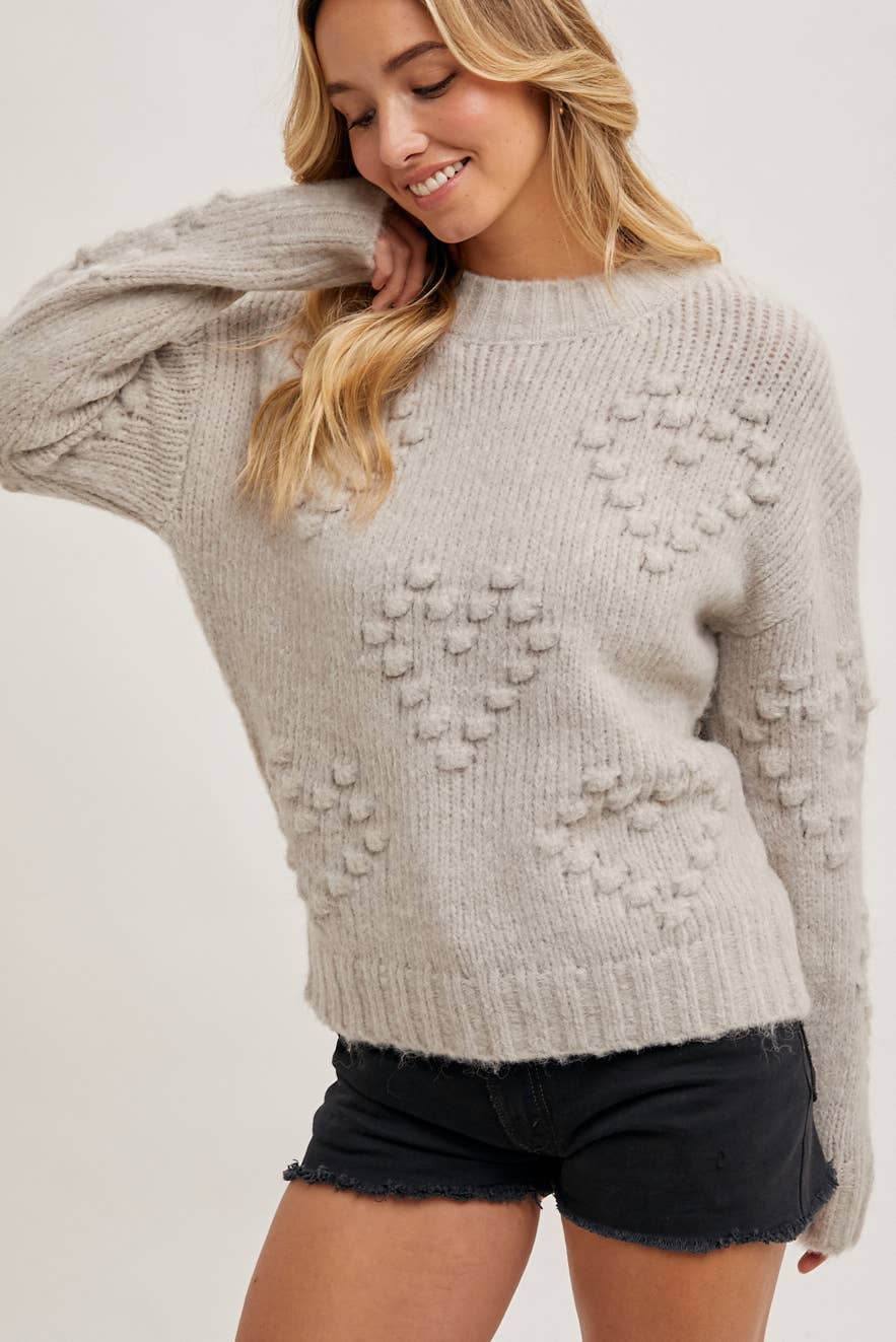 HEART SHAPE POM POM SWEATER PULLOVER