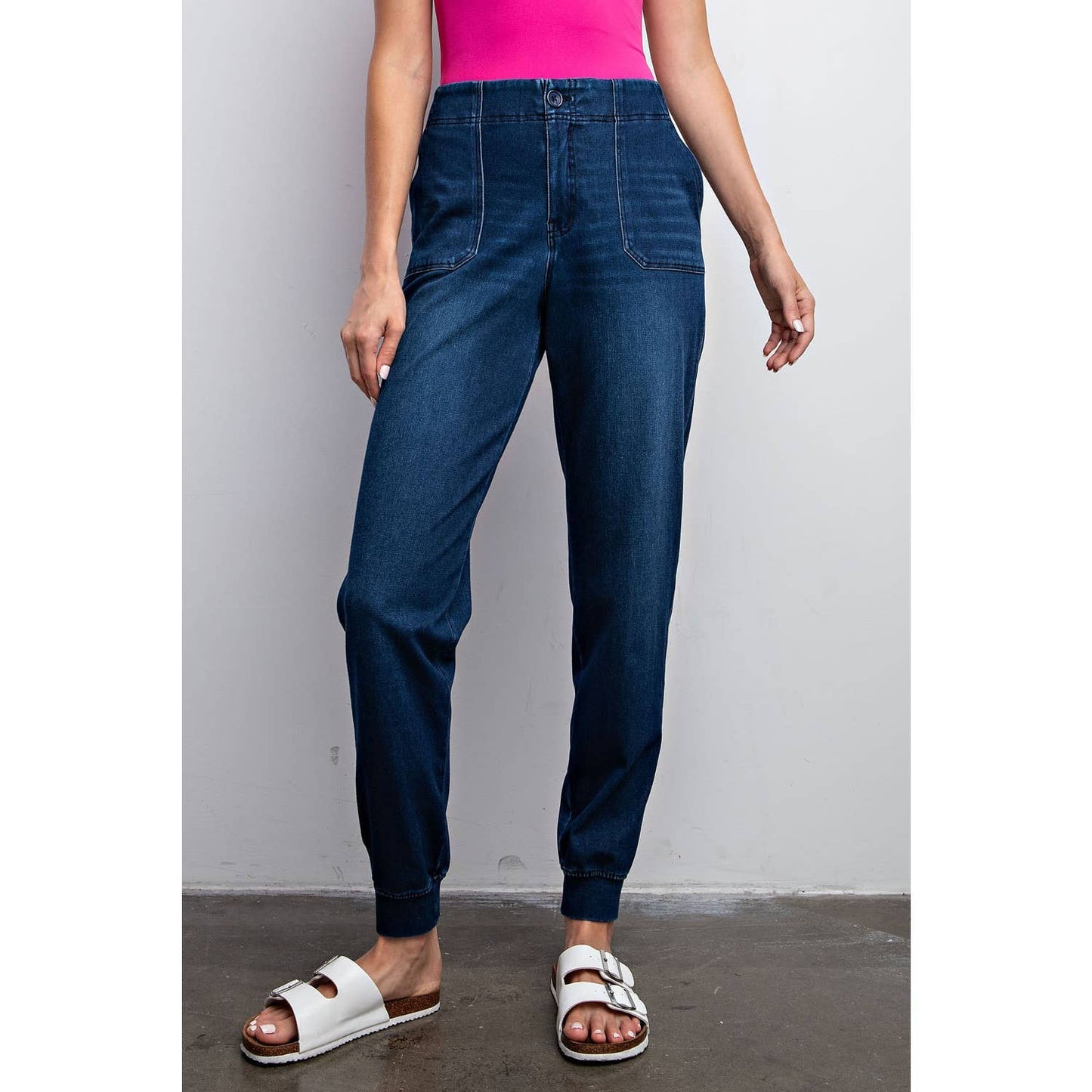 Cotton Stretch Denim Jogger Pants