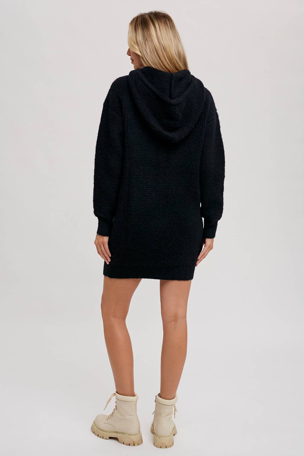 CHUNKY WAFFLE HOODIE TUNIC DRESS