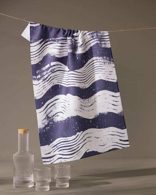 Brushline Navy Tea Towel