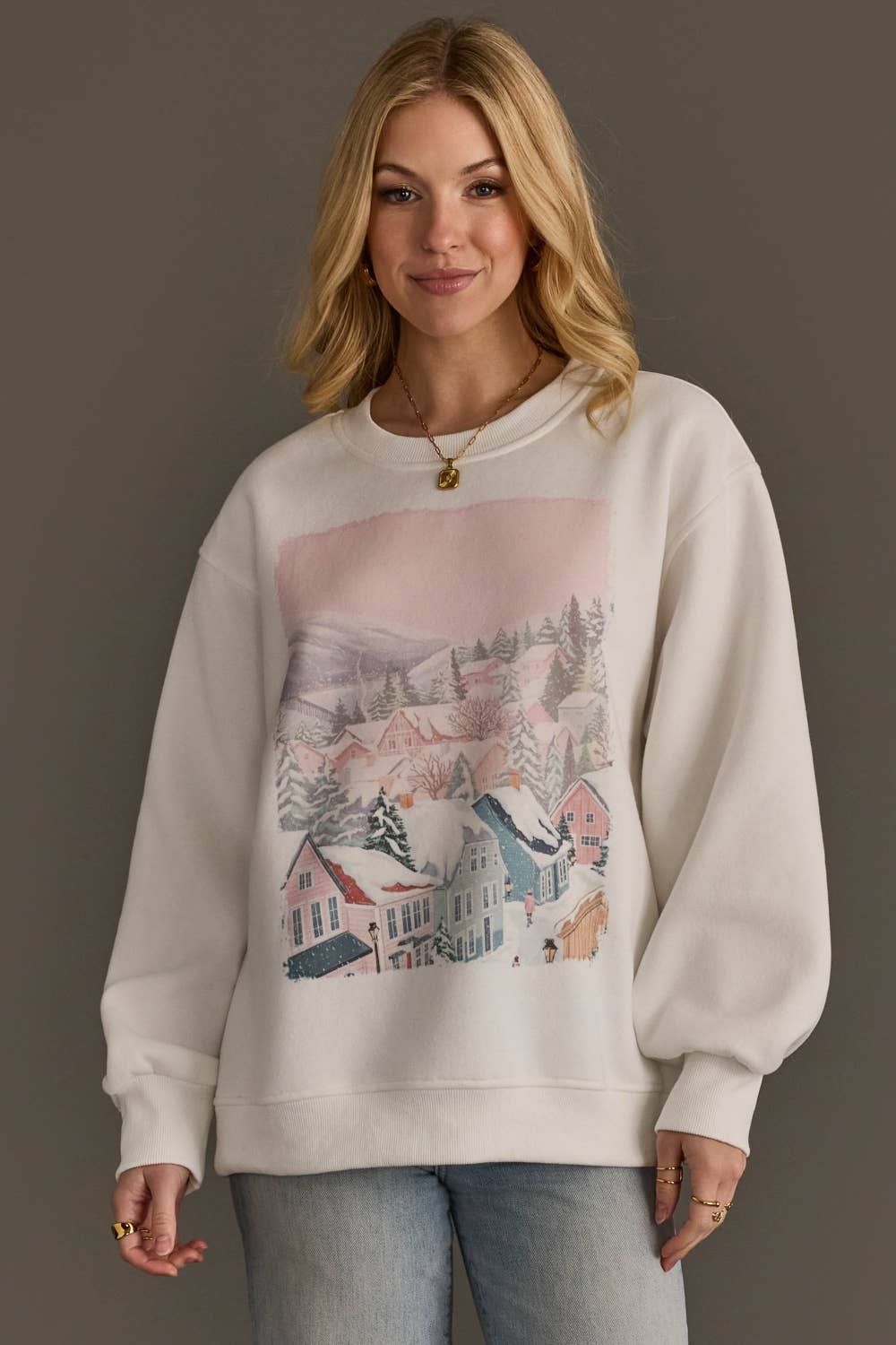 Mountain Town Scene Sweatshirt