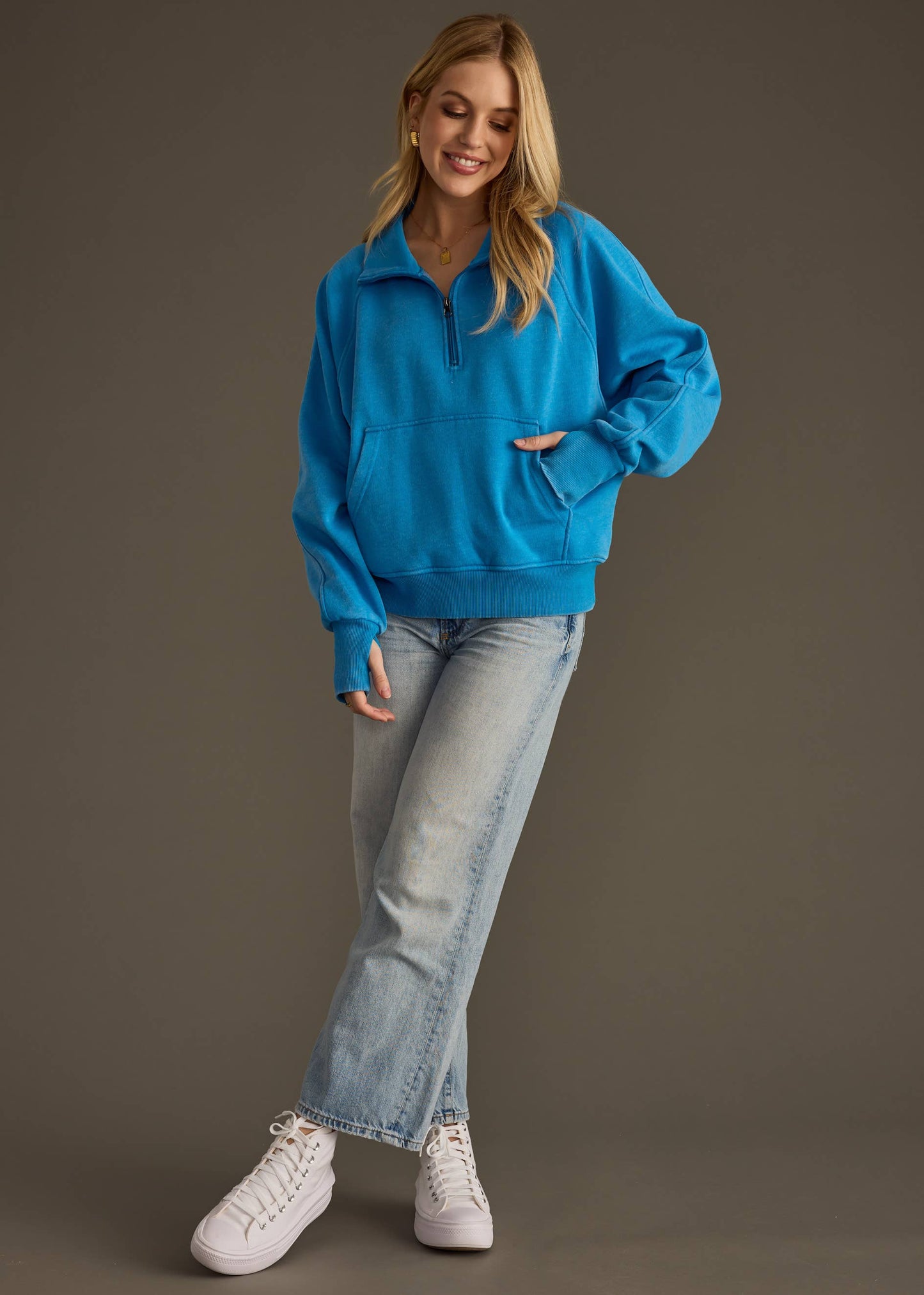 Blue Quarter Zip Sweatshirt