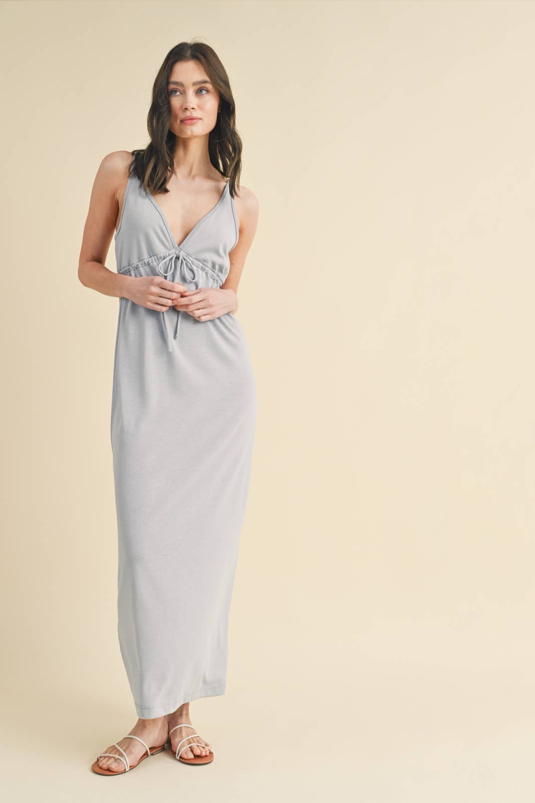 OPEN BACK KNIT MAXI DRESS WITH SLIT / WL23-8441