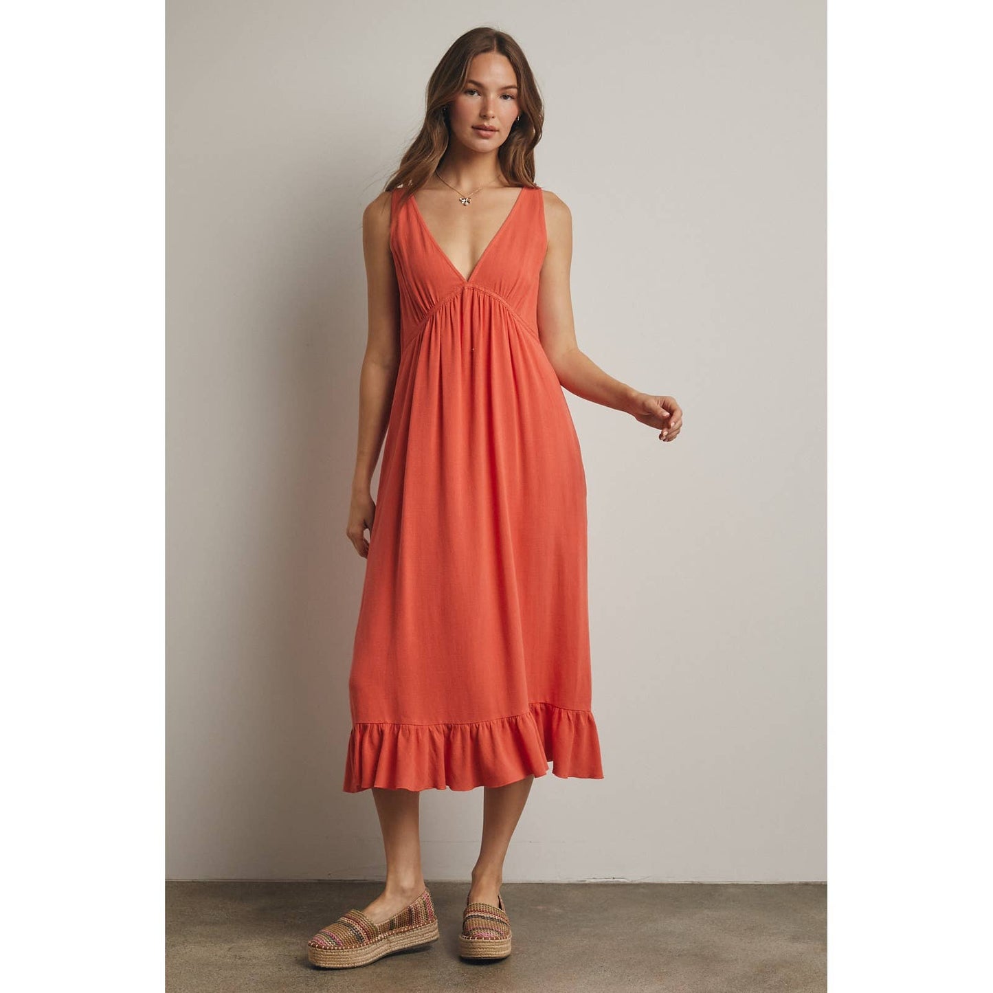 Sleeveless Ruffle Trim Mini Dress