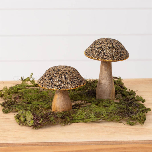Mango Wood Beaded Mushrooms