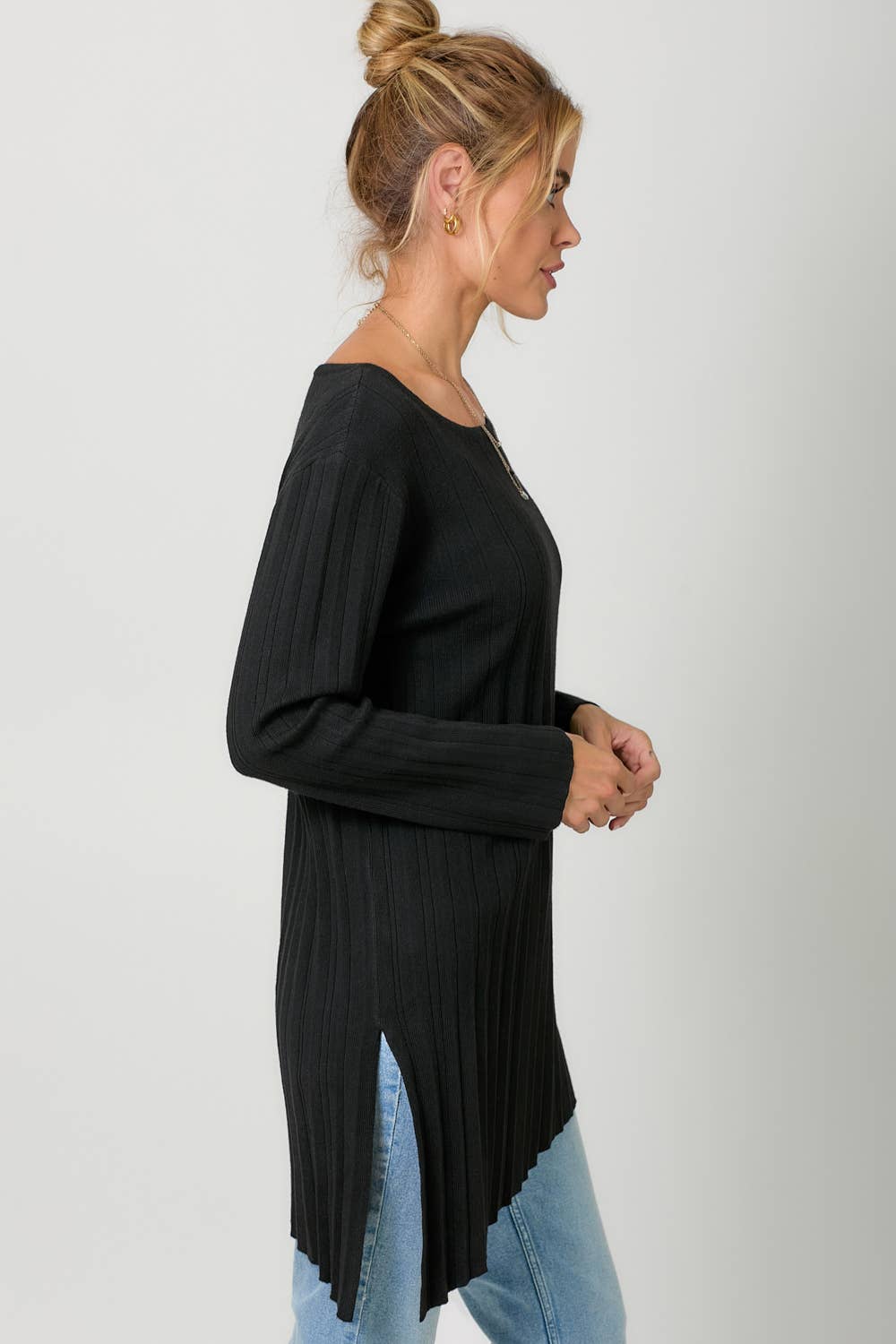 60757 Pleated Diagonal Cut Sweater