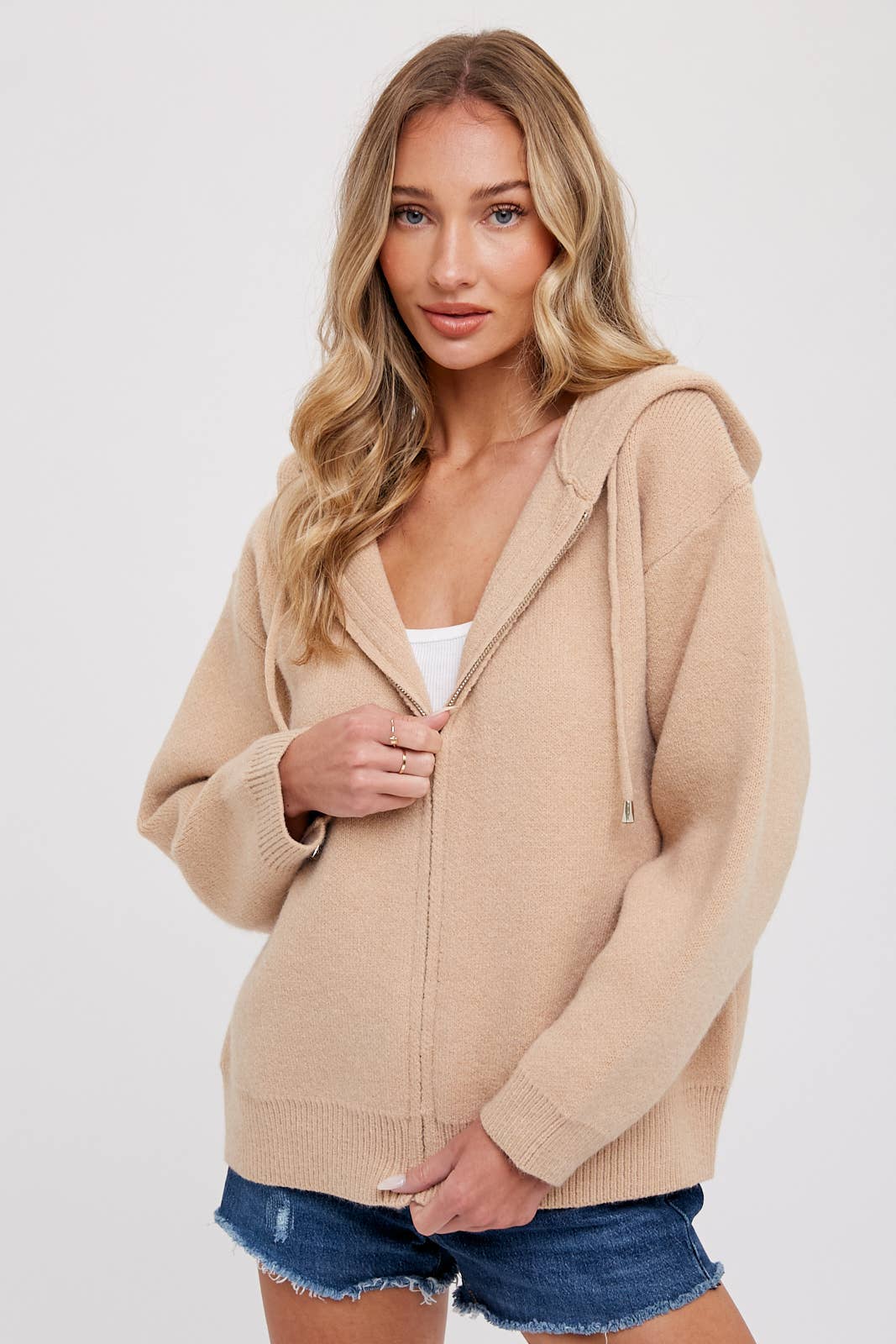 SWEATER ZIP UP JACKET WITH HOODIE