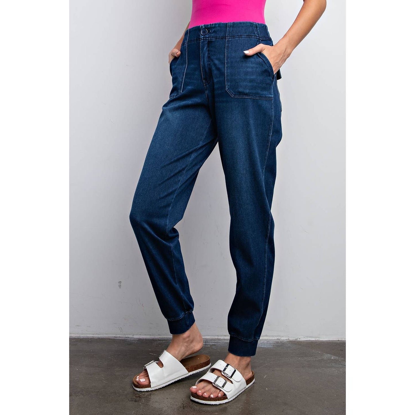 Cotton Stretch Denim Jogger Pants
