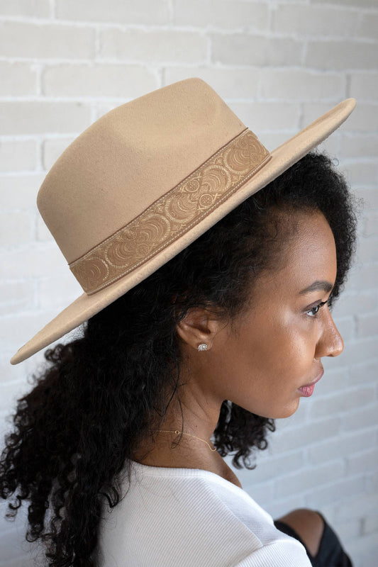 Boho Print Wide Brim Fedora