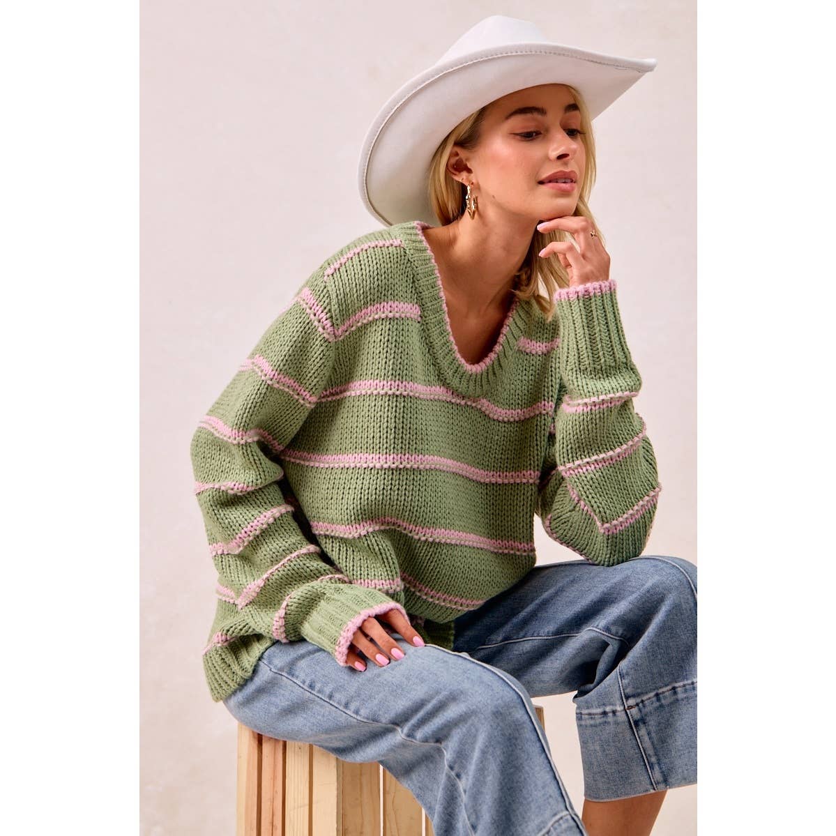 Striped Knit Sweater Top