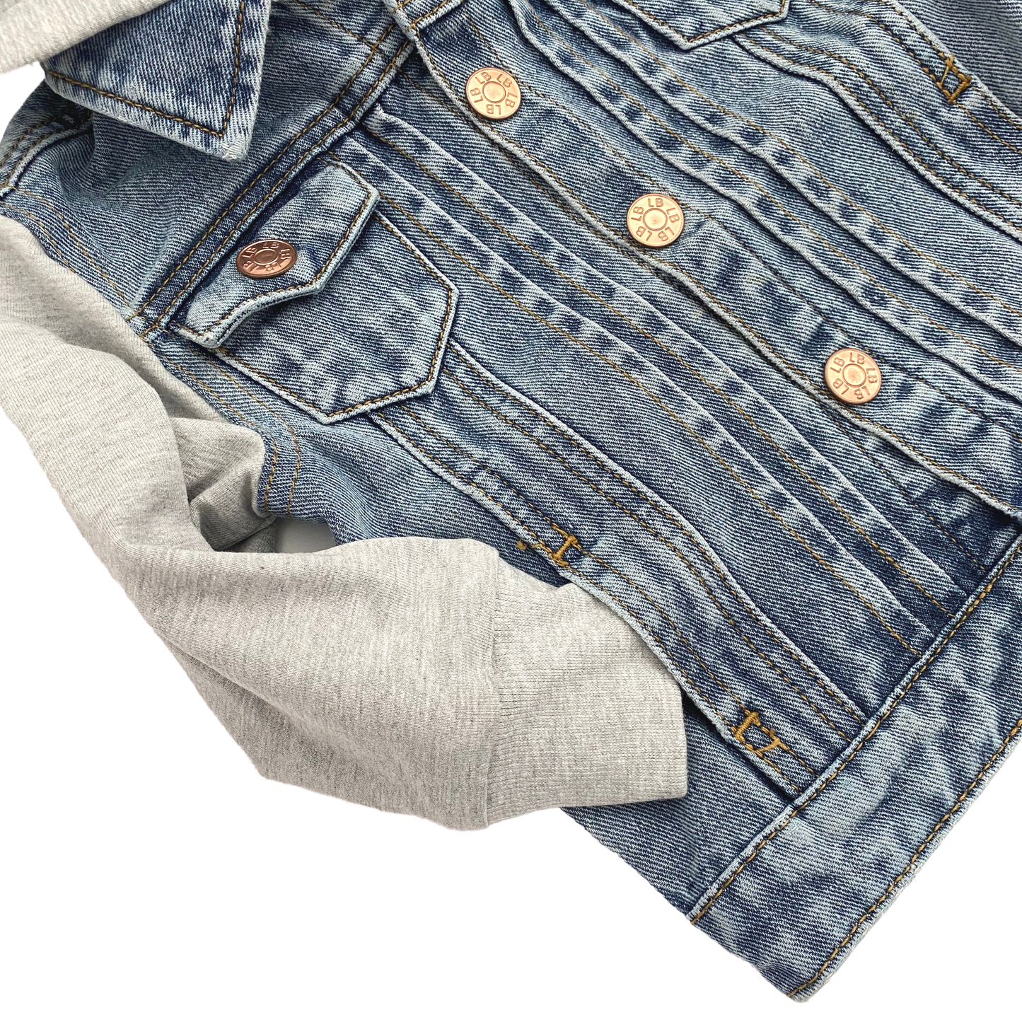 Hooded Denim Jacket - Grey