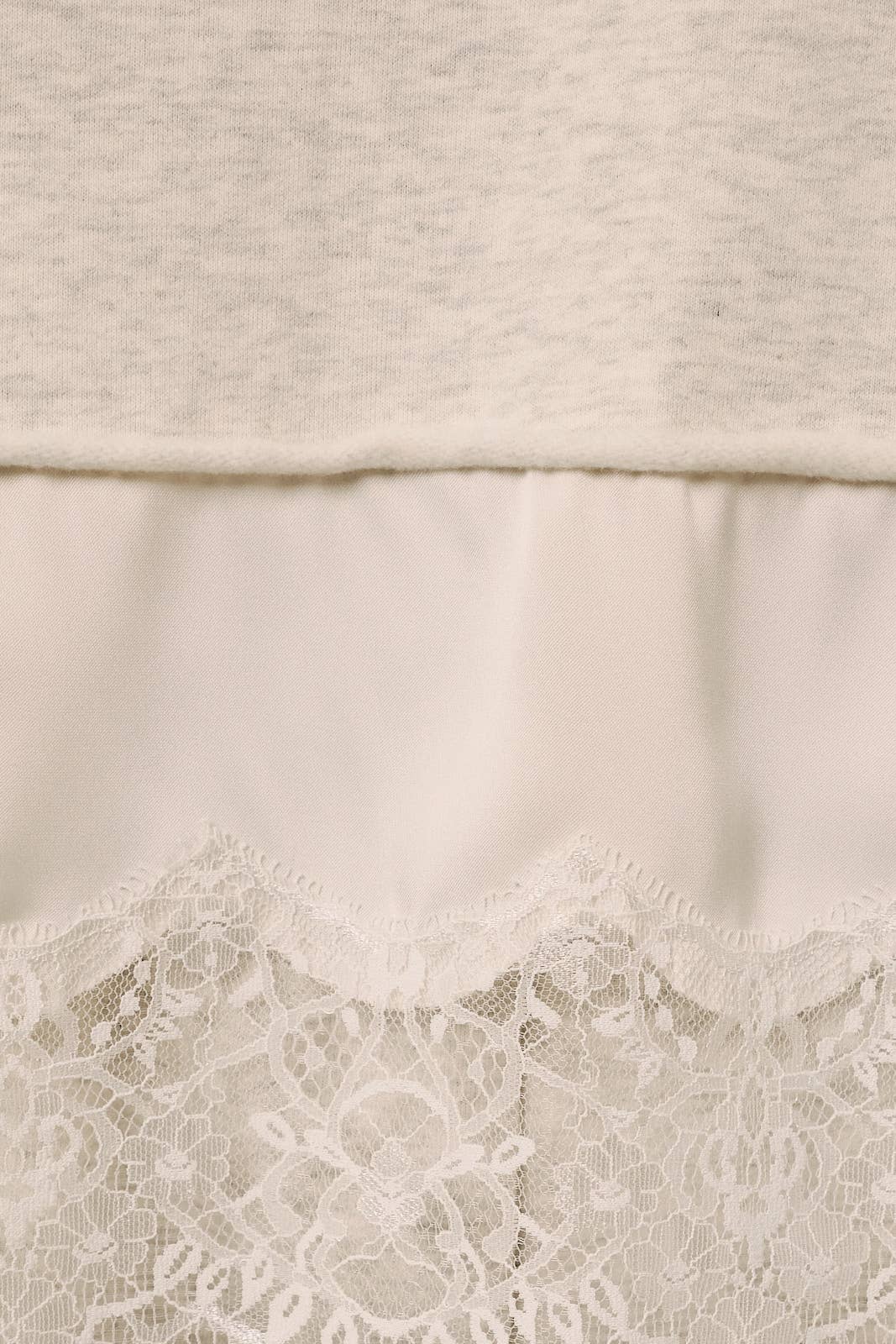 Round Neck Lace Trimmed Hem Long Sleeve Sweatshirt