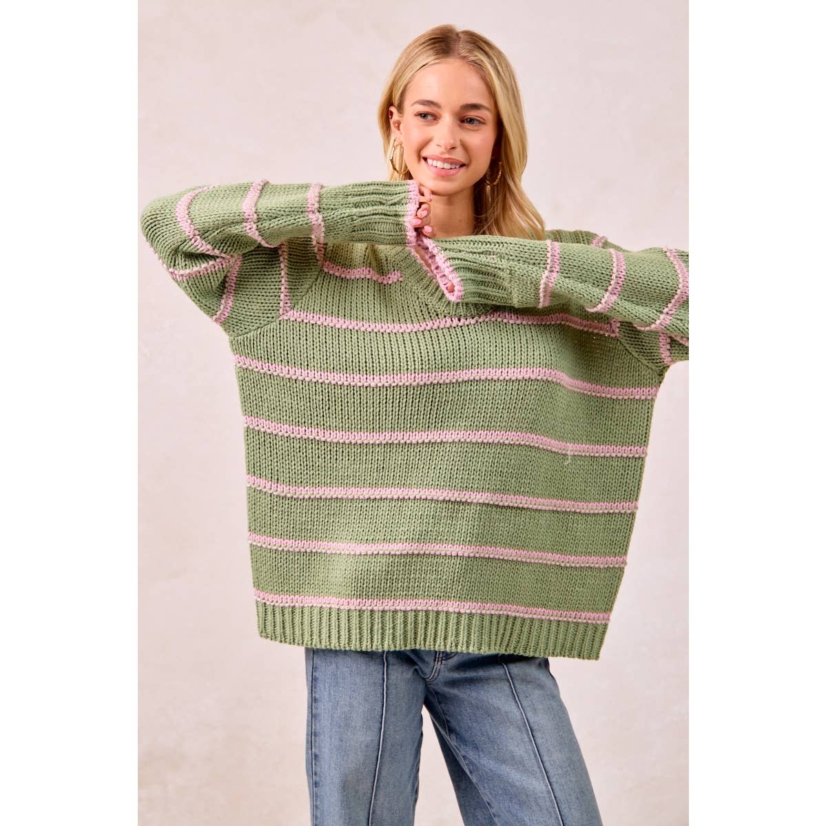 Striped Knit Sweater Top