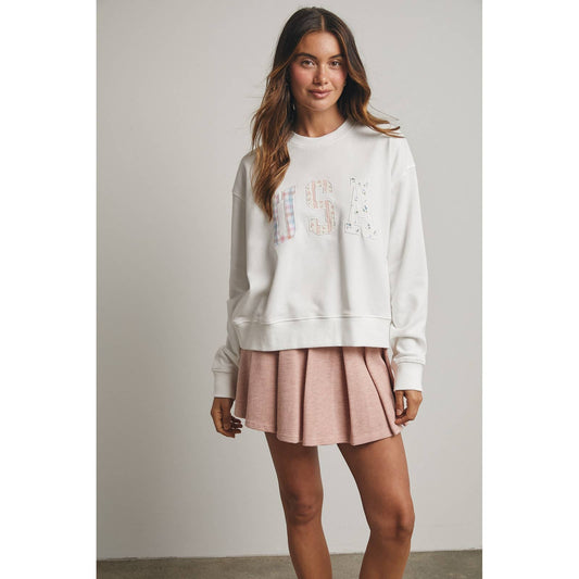 Multi-Print Patchwork USA Pullover