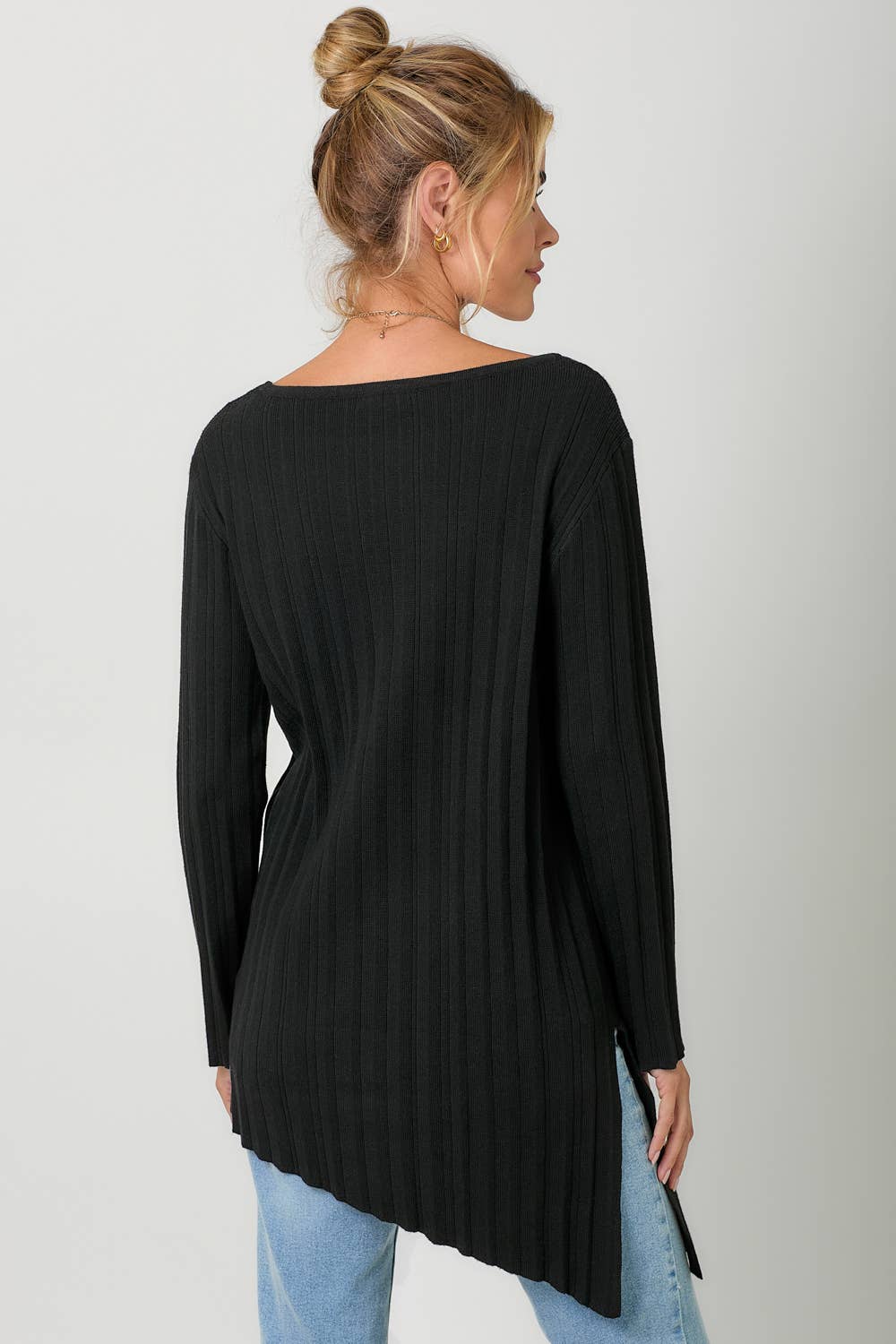 60757 Pleated Diagonal Cut Sweater