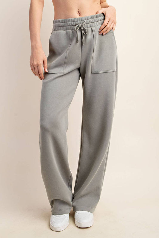 MODAL POLY SPAN STRAIGHT LOUNGE PANTS WITH POCKETS