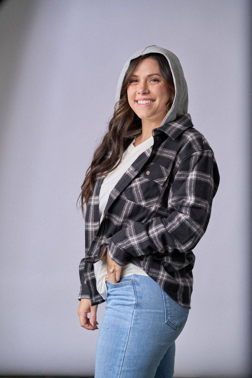 Adult Hooded Flannel - Black