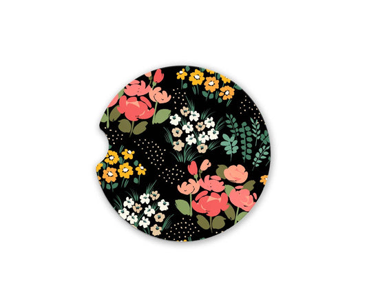 Black and Floral Car Coaster