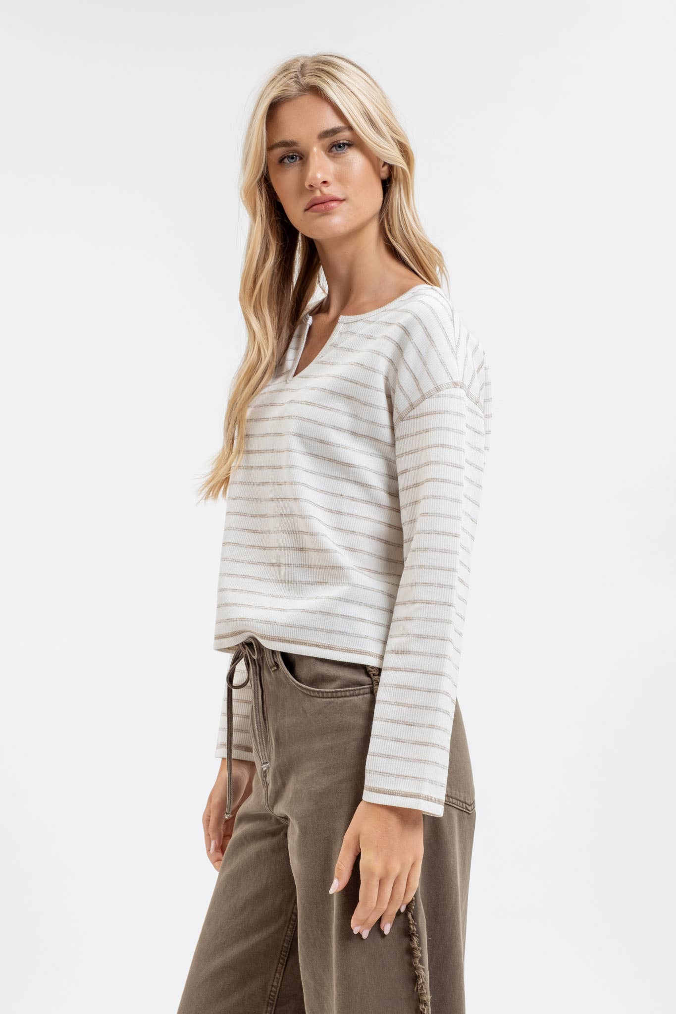 STRIPE SPLIT LONG SLEEVE