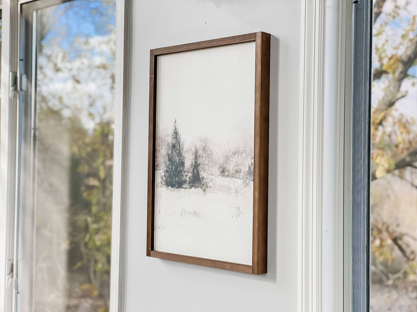 Winter Landscape | Winter Home Decor, Winter Wall Decor: Light Oak / 7x7"