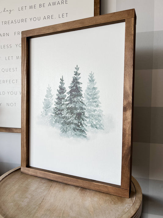 Winter Tree Watercolor | Christmas Wall Decor