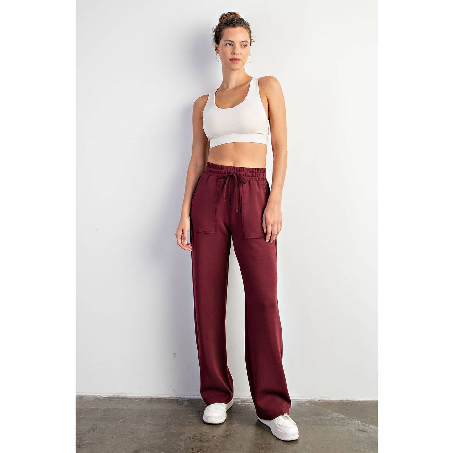 MODAL POLY SPAN STRAIGHT LOUNGE PANTS WITH POCKETS