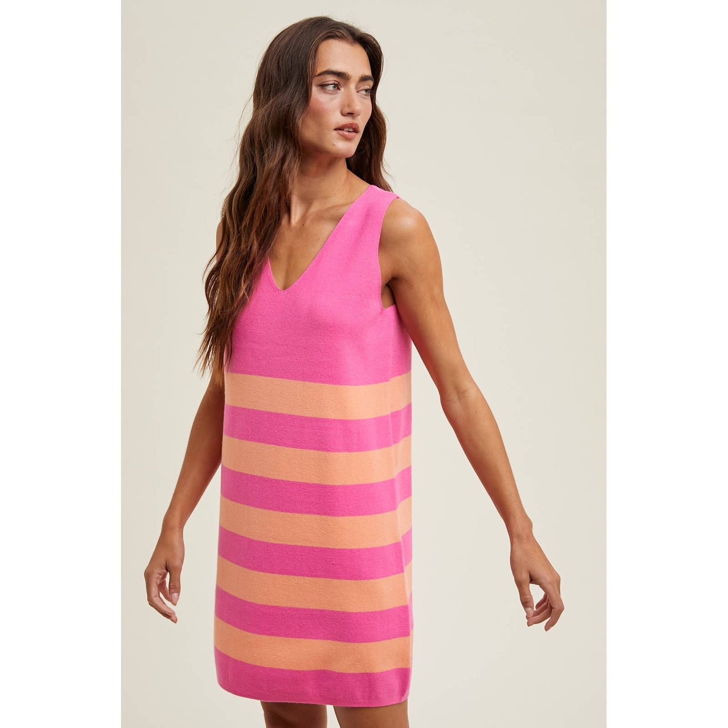 STRIPED MINI SWEATER DRESS / WL24-9717