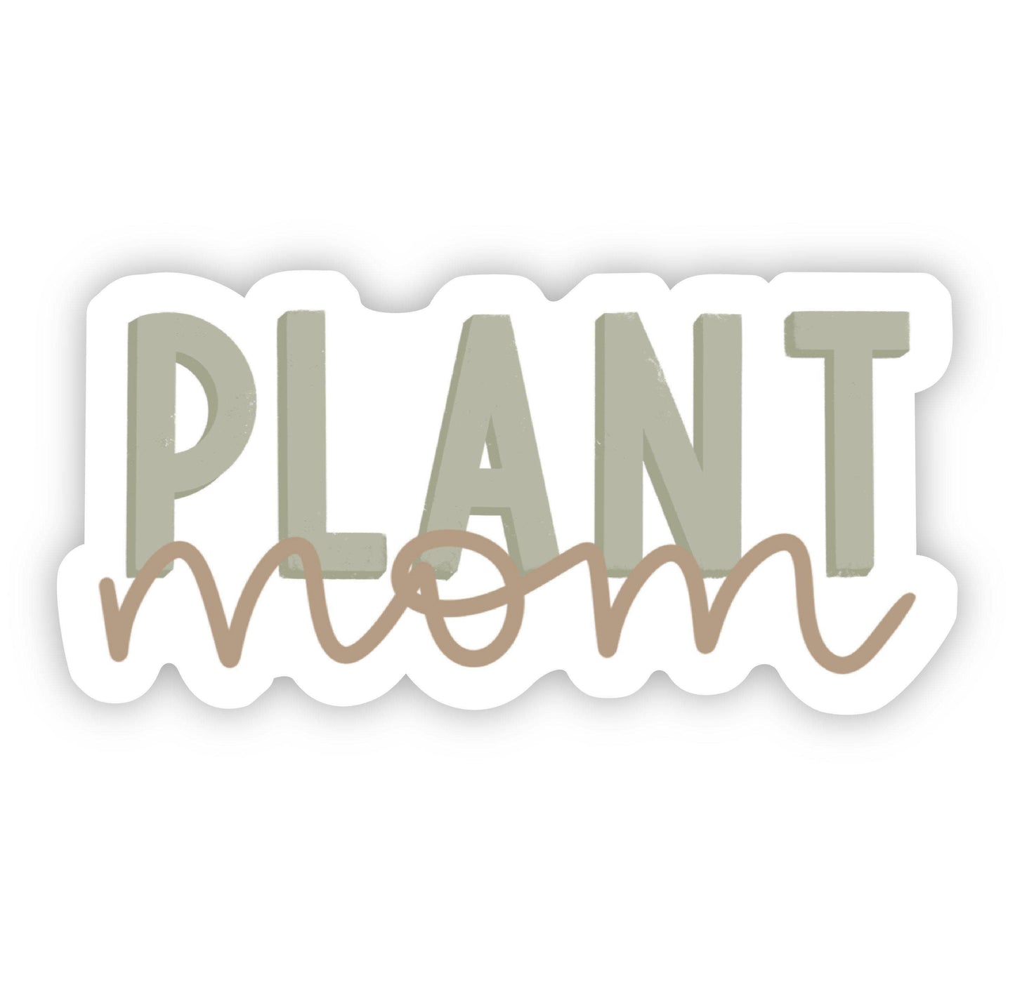 Plant Mom Green Lettering Sticker