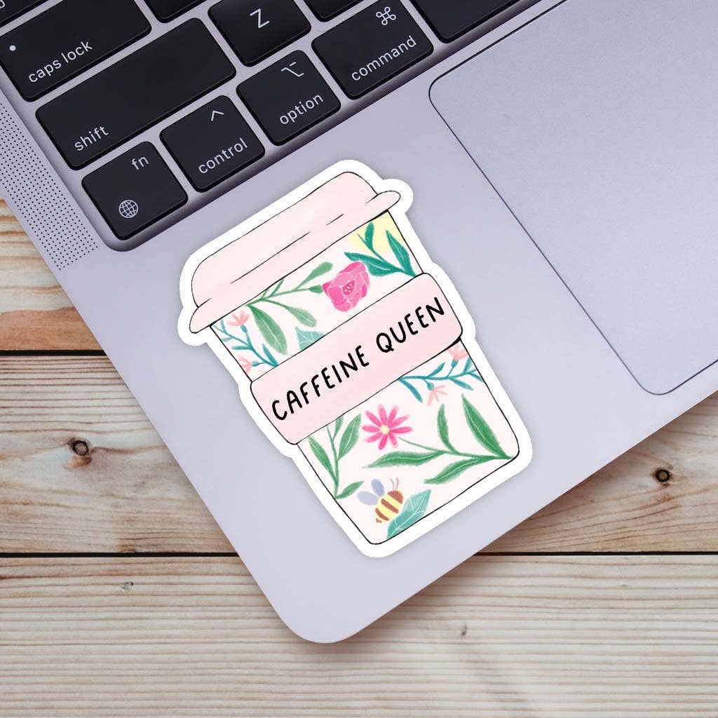 Caffeine Queen Floral Mug Sticker