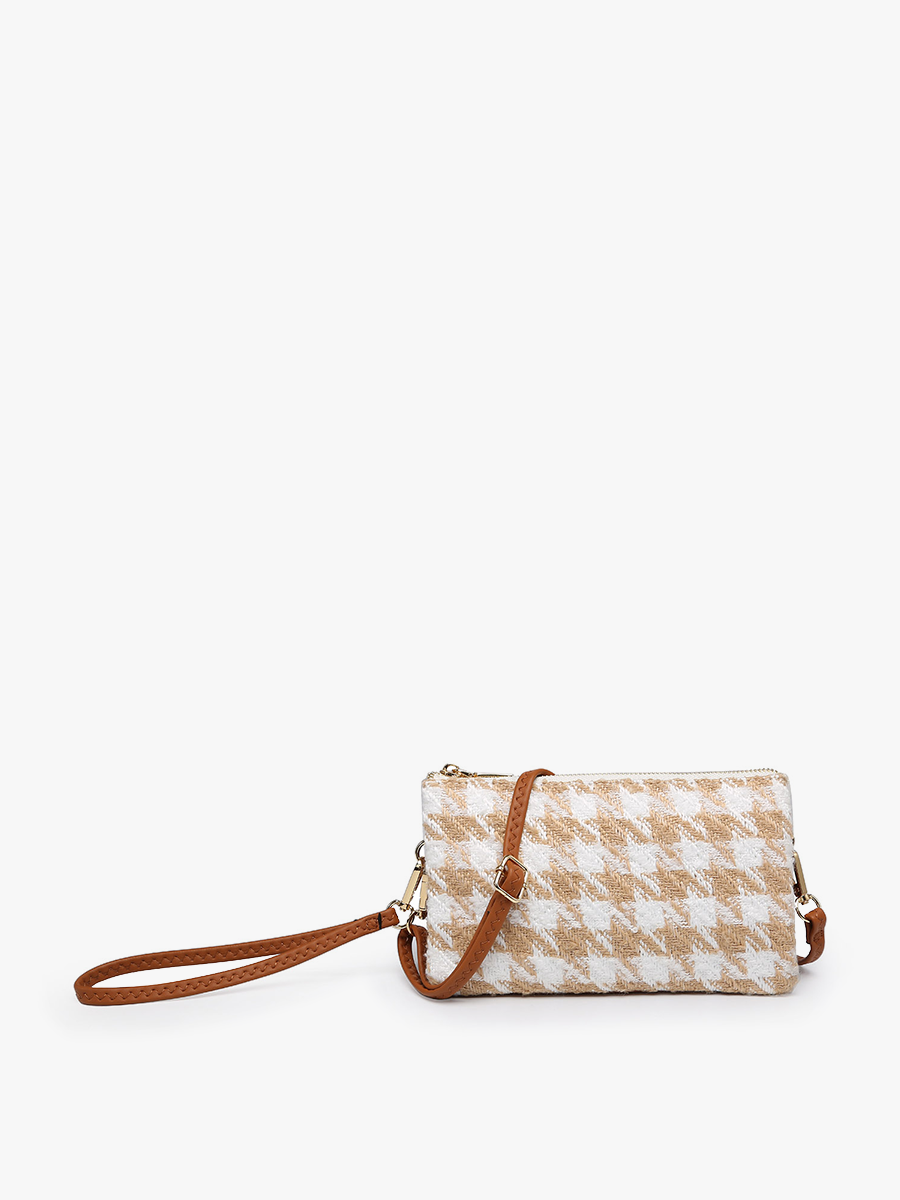 Riley Houndstooth 3 Compartment Crossbody/Wristlet