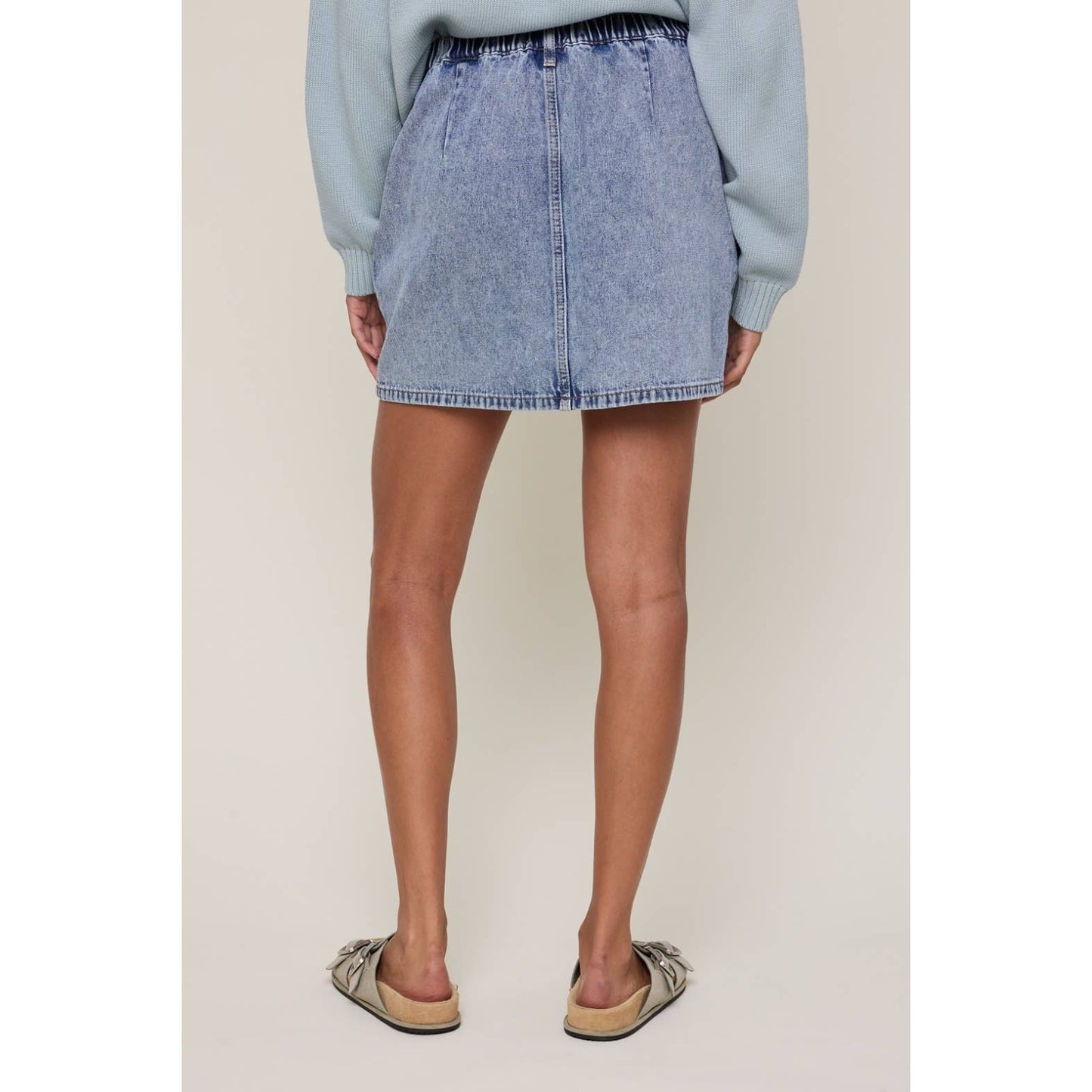 Cotton Denim Mini Skirt