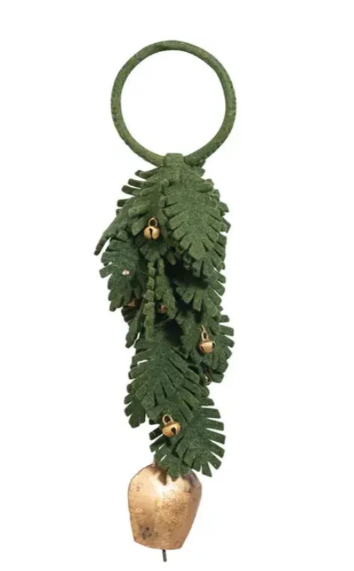 Wool Felt Leaves Door Hanger With Metal Bells