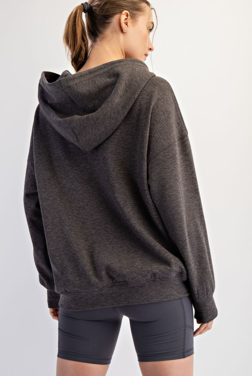 Double Brushed Polo Neck Hoodie